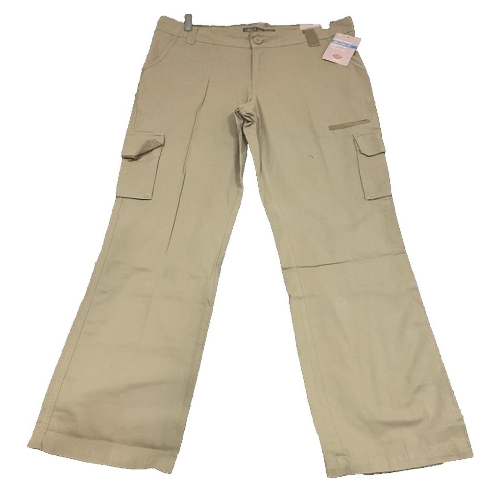 NWT Dickies Cargo‎ Pants Tan Khaki Size 14R Straight Leg Relaxed Fit Women's